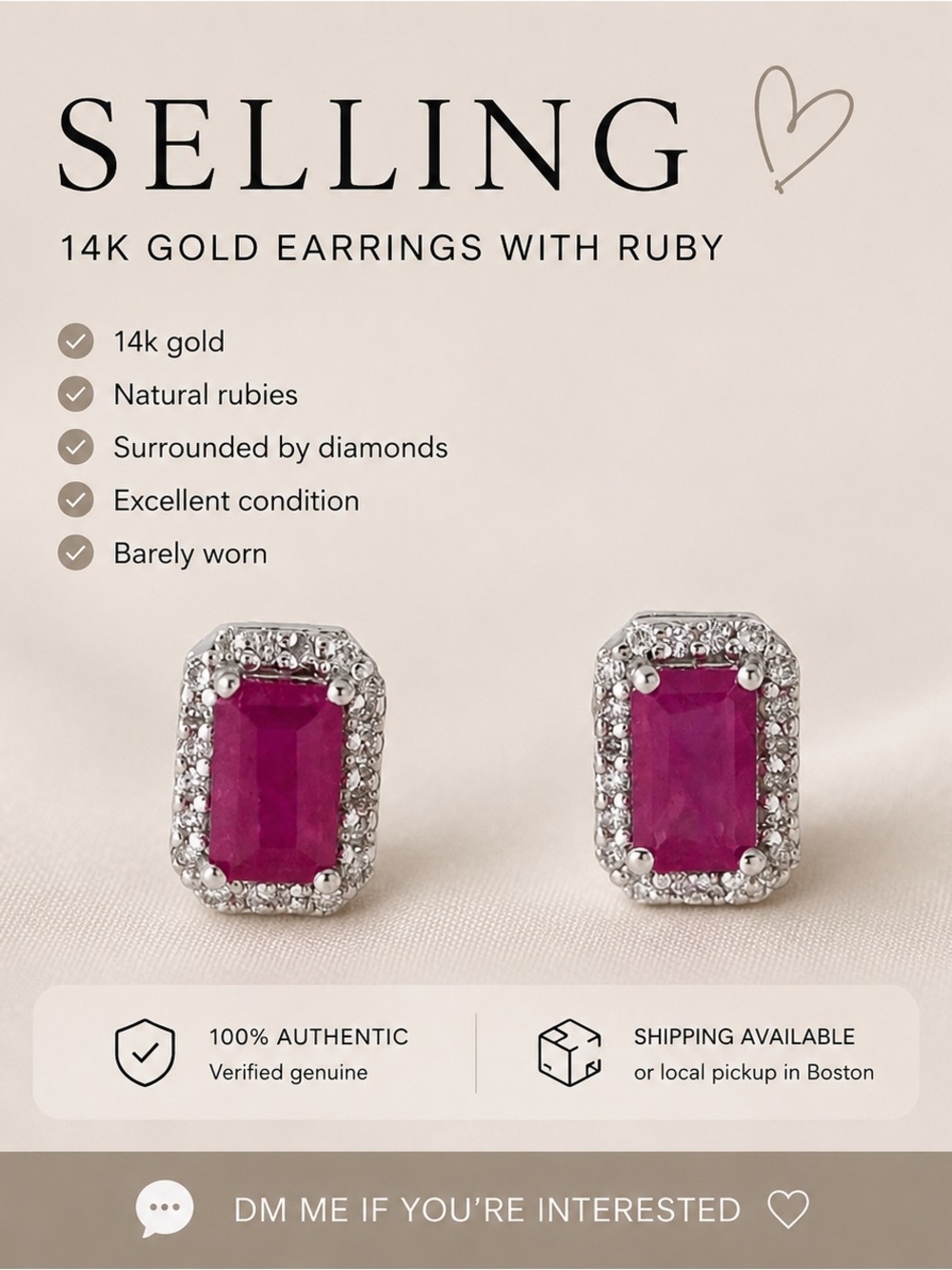 14k gold earrings with ruby